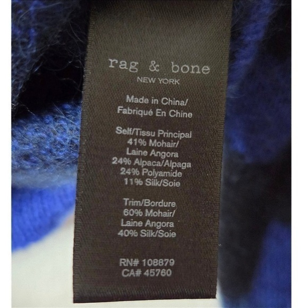 Rag & Bone Blue Leopard Mohair Sweater Cropped Mob Wife Knit XS - Picture 4 of 7